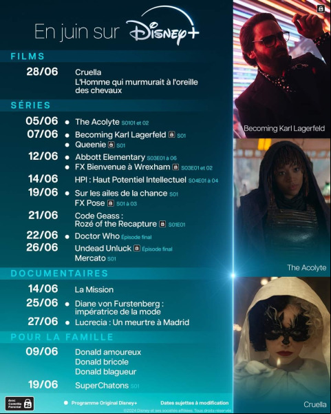 Sorties Disney juin 2024